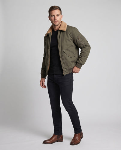 Herren Pilotenblouson mit Sherpa-Innenfutter und Teddykragen Drune