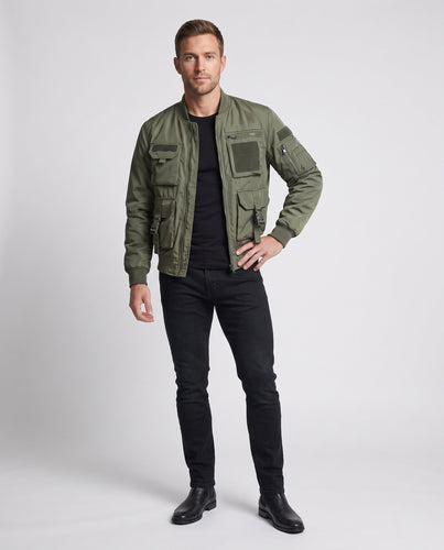 Herren taktische Thermo-Bomberjacke mit Multi-Taschen und gesteppter Isolierung Drune