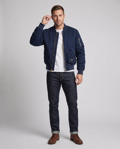 Herren Utility-Canvas-Bomberjacke mit wattierter Thermo-Isolierung und Ärmeltasche Drune