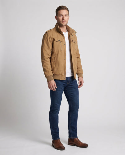 Herren Utility-Pilotenblouson mit kuscheliger Teddyfleece-Innenlage und Schulterpatten Drune