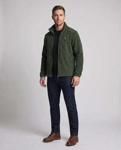 Herren warme Fleecejacke mit Thermo‑Innenlage, hoher Kragen und Reißverschlusstaschen Drune