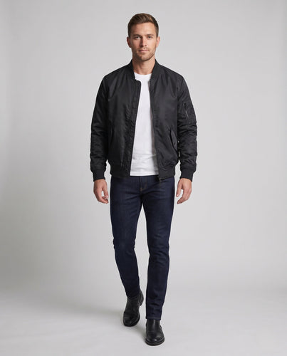 Herren wattierte Nylon-Bomberjacke mit Ärmeltasche, Stehkragen und Rippbündchen Drune