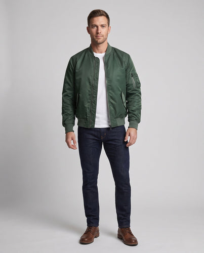 Herren Wattierter MA-1 Bomber mit thermischer Steppinnenlage und Ärmeltasche Drune
