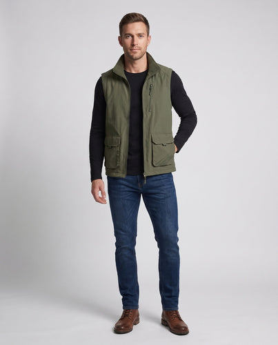 Herren funktionale Outdoor-Weste mit Fleece-Innenfutter, Mehrfachtaschen und hohem Kragen Drune