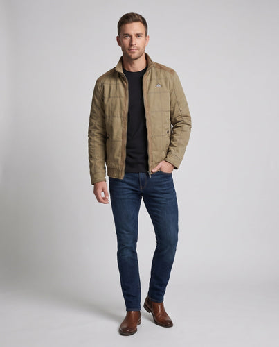 Herren leichte Canvas-Feldjacke mit Steppnähten und Stehkragen Drune