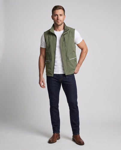 Herren leichte technische Outdoor-Utility-Weste mit Mesh-Innenfutter und hohem Stehkragen Drune