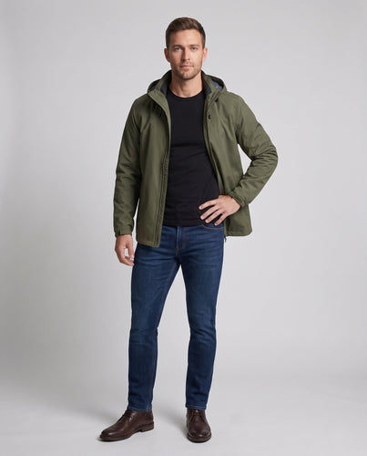 Herren leichte wind- und wasserabweisende Kapuzenregenjacke mit verstellbarer Kapuze und atmungsaktiver Membran Drune