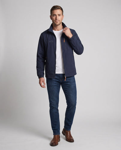 Herren leichte windabweisende Outdoor‑Jacke mit Stehkragen, Brustreißverschluss und elastischen Bündchen Drune
