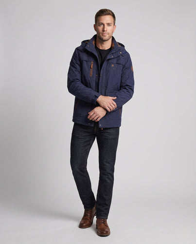 Herren leichter Fieldparka mit Kapuze atmungsaktivem Mesh-Futter und Multifunktionstaschen Drune