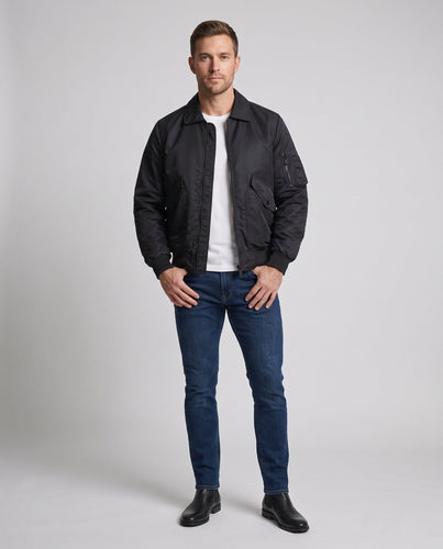 Herren Leichter Nylon-Bomber im Aviator-Utility-Design mit Ärmeltasche und geripptem Saum Drune