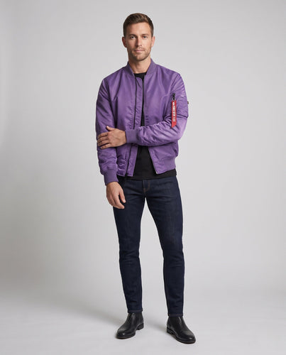 Herren Leichter Nylon‑Bomber mit Utility‑Ärmeltasche und kontrastierendem Innenfutter Drune