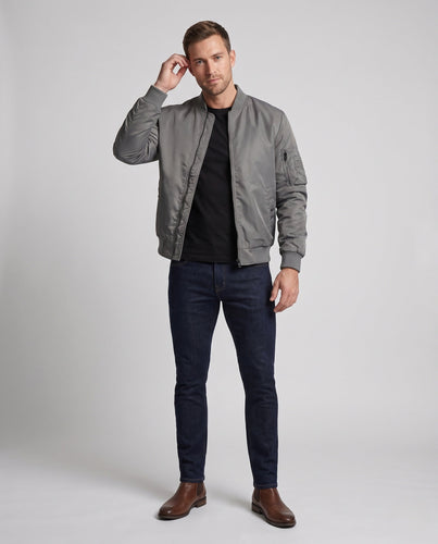 Herren leichter Nylon-Bomber mit Utility-Ärmeltasche, windabweisender Shell und elastischen Bündchen Drune