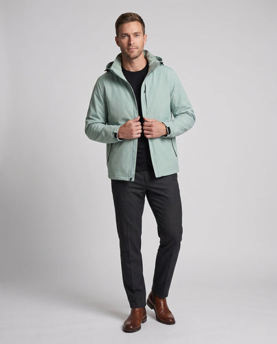Herren Leichter Softshell-Outdoorblouson mit abnehmbarer Kapuze und verdecktem Reißverschluss Drune