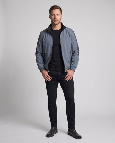Herren leichter winddichter Softshell-Blouson mit Stehkragen und Reißverschlusstaschen Drune