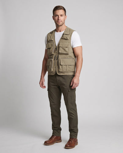 Herren Multifunktionale Angler- und Foto-Utility-Weste mit zahlreichen Taschen Drune