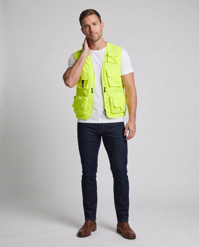 Herren multifunktionale Outdoor-Utility‑Weste mit zahlreichen Taschen und Netzfutter Drune