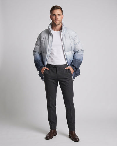 Herren Oversize Steppjacke mit abstraktem Berg- und Wellenprint Drune