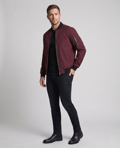 Herren schlanker Nylon‑Bomberblouson im Pilotenstil mit Ärmel‑Organizer und Rippenbündchen Drune