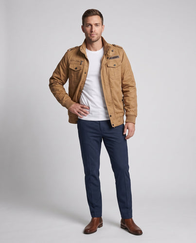 Herren Utility-Canvas-Fieldblouson mit isolierender Thermofütterung und Schulterepauletten Drune