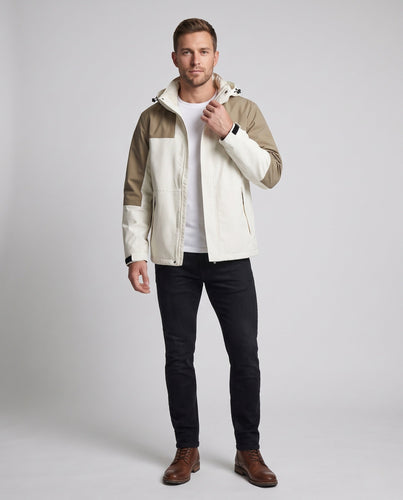 Herren Wasserfeste Trekking‑Shelljacke mit verstellbarer Kapuze und verdeckten Reißverschlusstaschen Drune