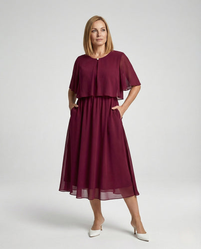 Damen Maxikleid mit Passe und Knopf