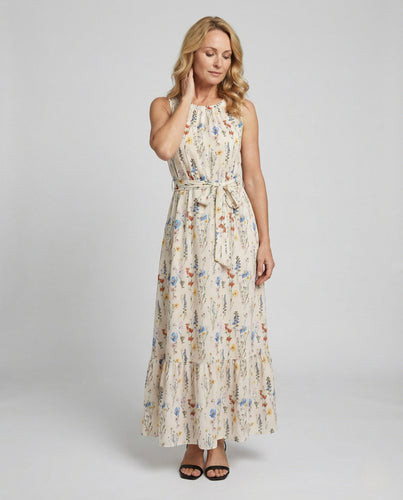 Damen Blumenkleid Maxikleid mit Wiesenblumen