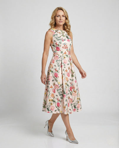 Damen Midikleid A-Linie plissiert elegant