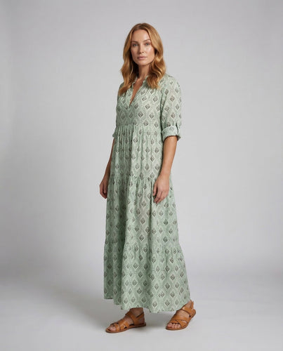 Damen Maxikleid Sommer Baumwolle
