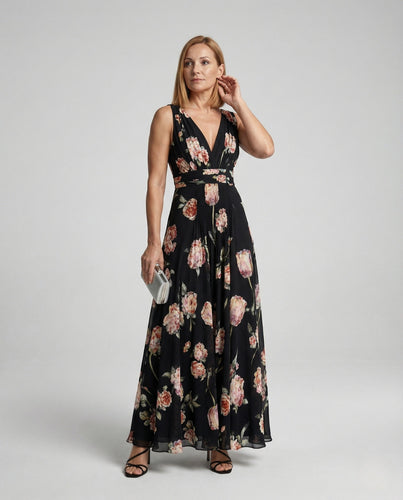 Damen Maxikleid elegant Wickeloptik