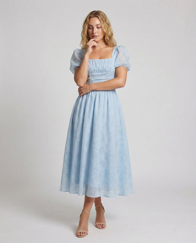 Damen Vintage Maxikleid mit Herzausschnitt