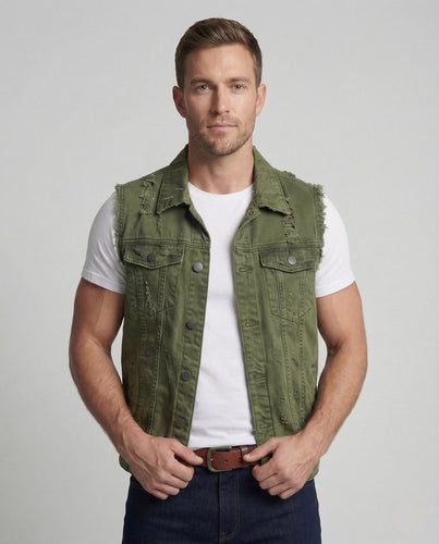 Herren Jeansweste Used Look mit Klappentaschen