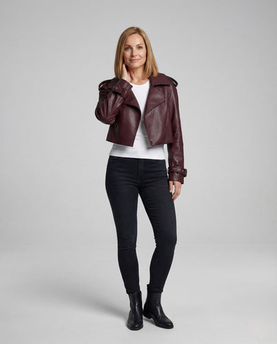 Damen kurzer Trenchcoat im Lederlook Kürzere Jacke
