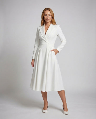 Damen Blazer Kleid Tailliert im Mantelstil mit A Linien Rock