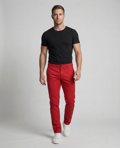 Herren Chinohose Slim Fit mit Elastan und Gürtelschlaufen