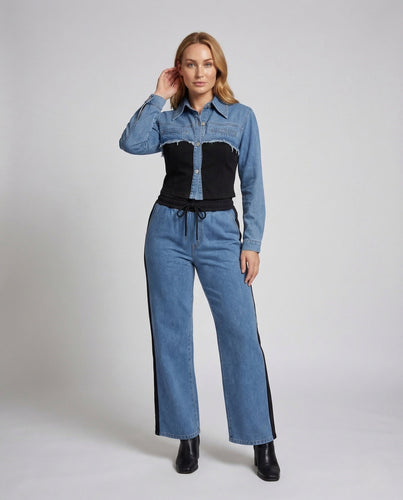 Damen Jeans Set Jacke Jogginghose