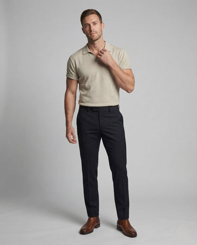 Herren Feinstrick Poloshirt Kurzarm Kentkragen