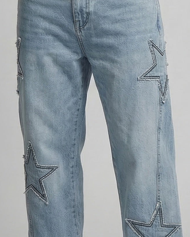 Unisex Jeans Weit Sternapplikation