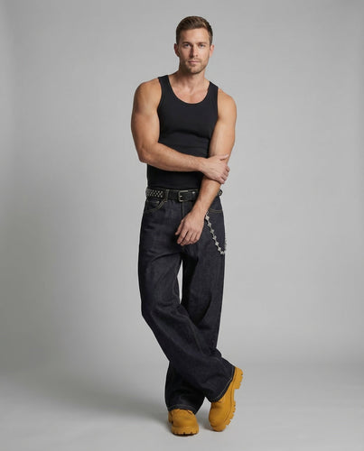 Herren Baggy Jeans Kette