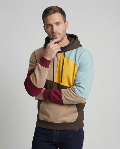 Unisex Vanguard Hoodie – Color-Block, Kapuze & Kängurutasche, Loose Fit | Drune