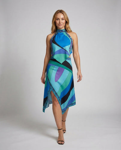 Damen Chiffon Wickelkleid Asymmetrisch