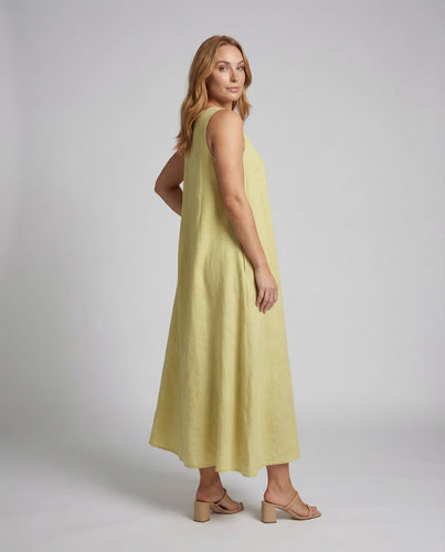 Damen Leinen Kleid A Linie