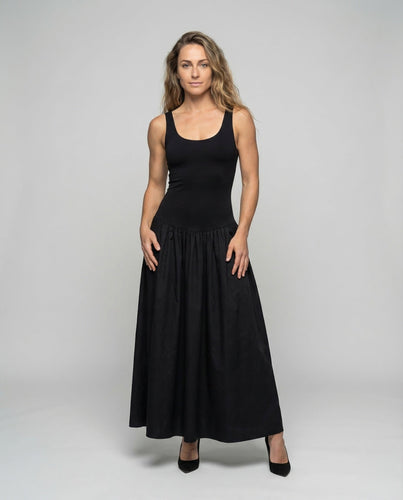 Damen Maxikleid Ripp Top
