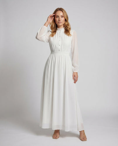 Damen Chiffon Maxikleid Rüschen