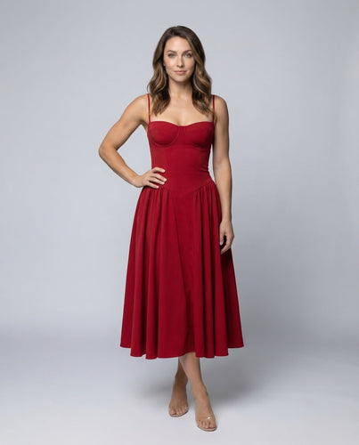 Damen Corsagen Midikleid