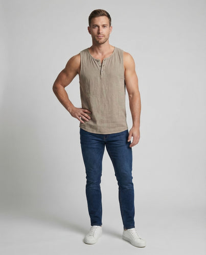 Herren Muskelshirt Leinen
