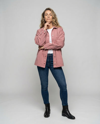 Damen Casual Overshirt Jacke mit aufgenähten Taschen