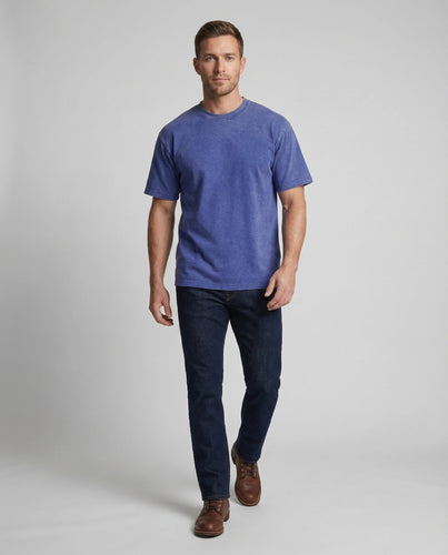 Unisex T-Shirt Used-Waschung Rundhals