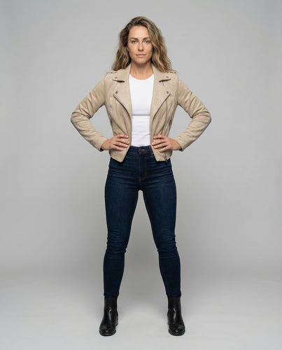 Damen Bikerjacke Kapuze Asymmetrischer Reißverschluss