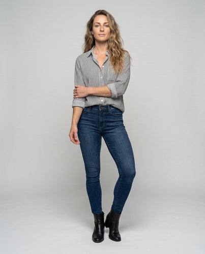 Damen Gestreifte Hemdbluse Legerer Fall