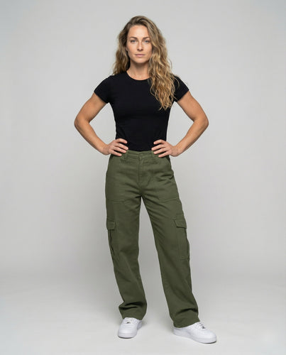 Damen Cargohose Locker Hohe Taille Casual